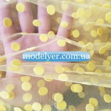 Ткань Сетка флок горох (желтый)